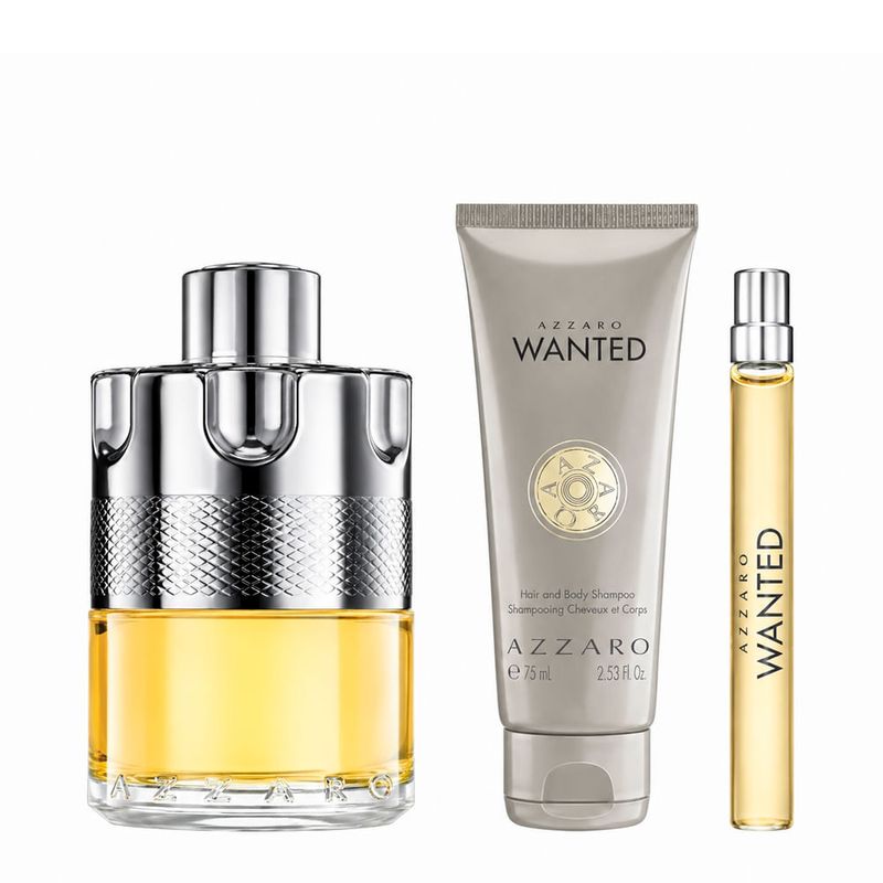 Kit Azzaro Wanted Masculino - Eau de Toilette 100ml + 10ml + Shampoo 75ml