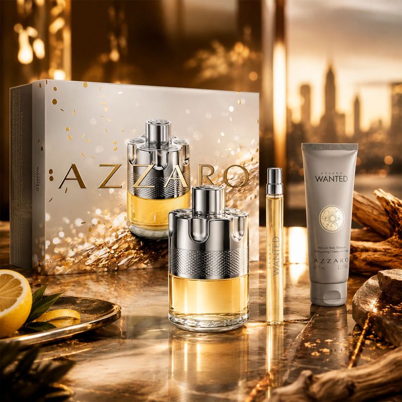 Kit Azzaro Wanted Masculino - Eau de Toilette 100ml + 10ml + Shampoo 75ml
