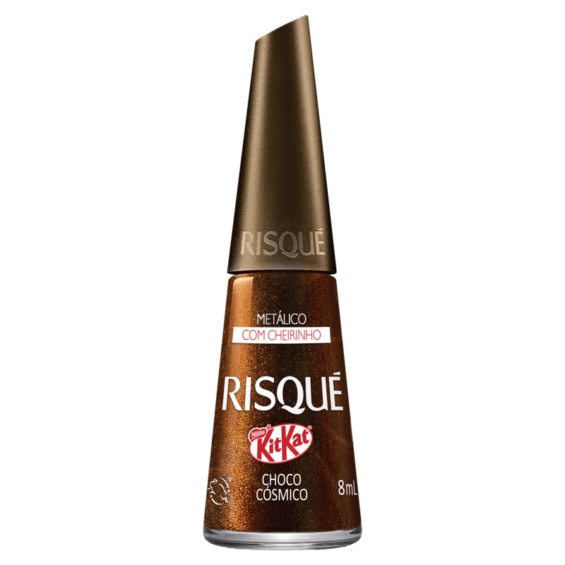 Esmalte Metálico Risqué Choco Cósmico Marrom Hipoalergênico 8ml Kitkat