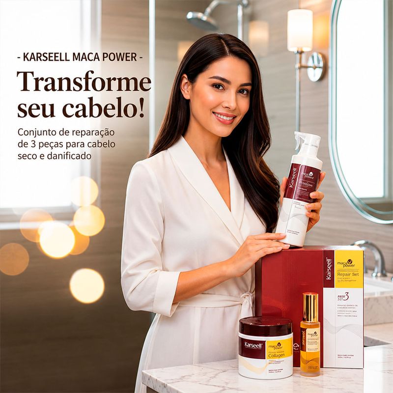 Kit Karseell Maca Power 3x1Repair Set - Sha 500ml + Más 500ml + Oil 50ml