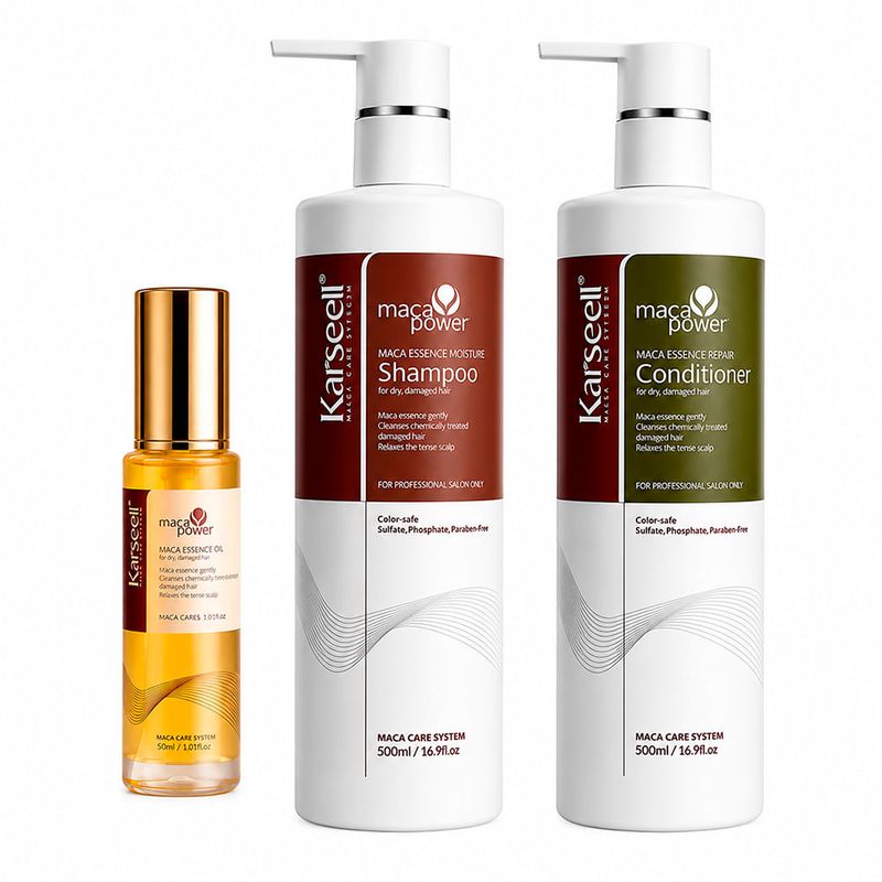 Kit Karseell Maca Power 3x1 Hair Care - Sha 500ml + Cond 500ml + Oil 50ml