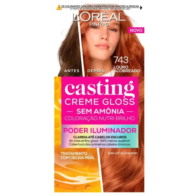 Kit Coloração Creme 743 Louro Acobreado L'oréal Paris Casting Gloss