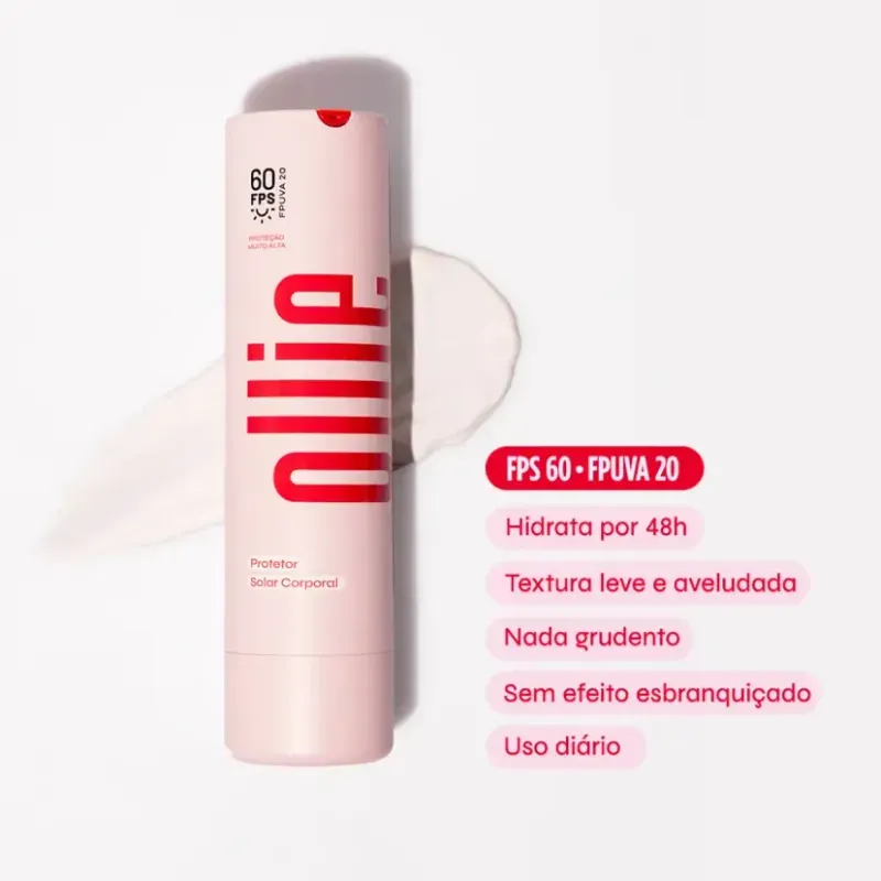 Protetor Solar Hidratante Corporal FPS 60 Invisível 100ml Ollie