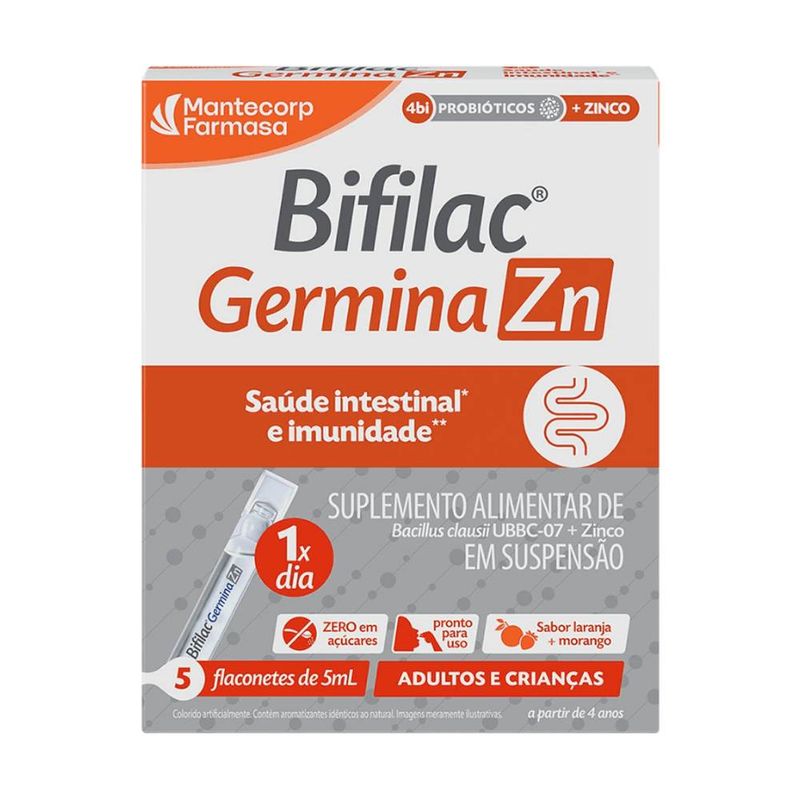 Bifilac Germina Zn Laranja e Morango 5 Flaconetes 5ml  1