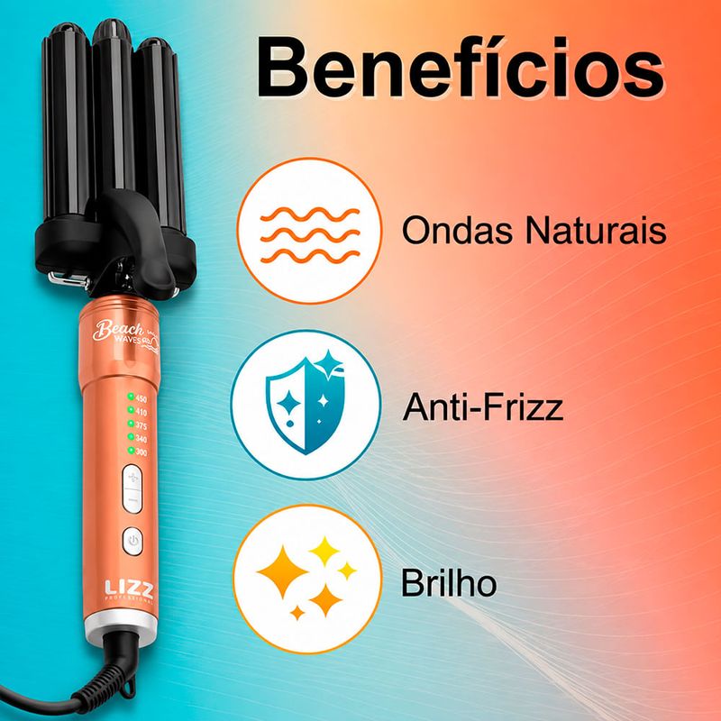 Lizz Professional Beach Waves Triondas - Modelador de Cachos Bivolt