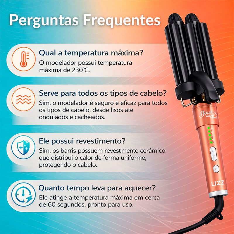 Lizz Professional Beach Waves Triondas - Modelador de Cachos Bivolt