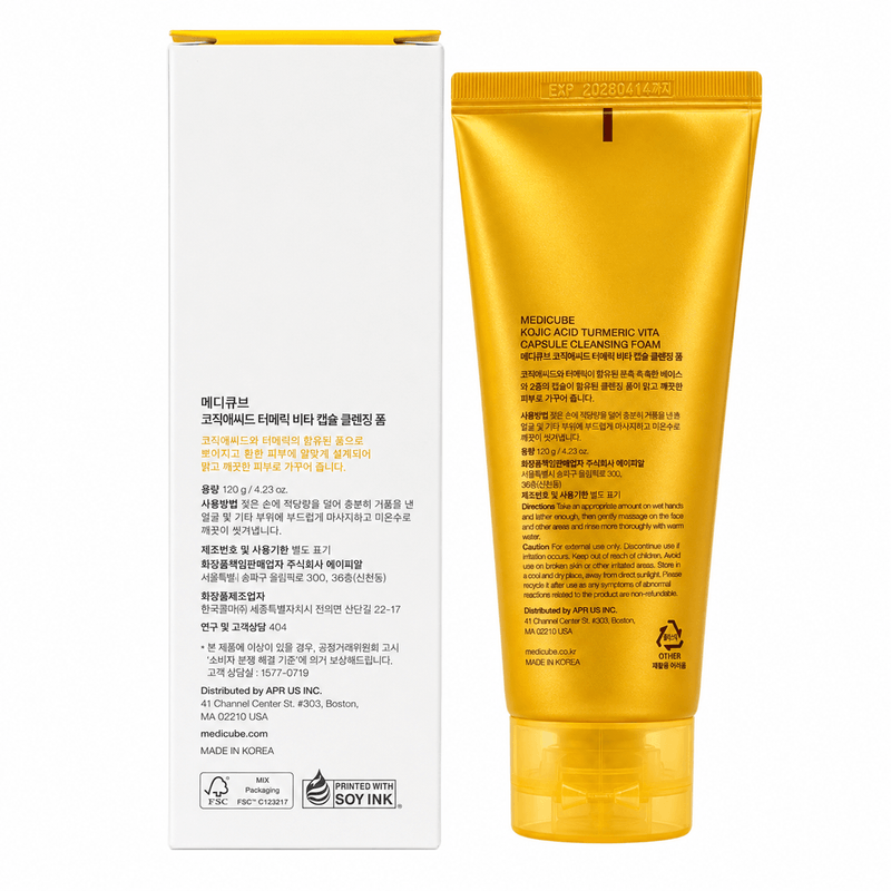 Medicube Kojic Acid Turmeric Vita Capsule - Espuma de Limpeza Facial 120g