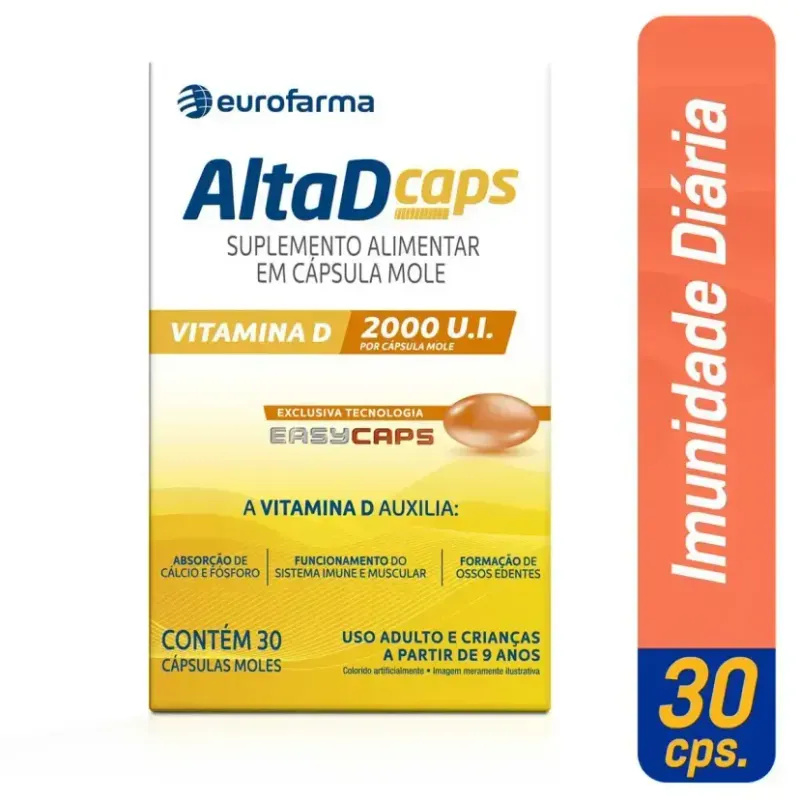 Suplemento Vitamina D3 Alta D 2000UI 30 Cápsulas