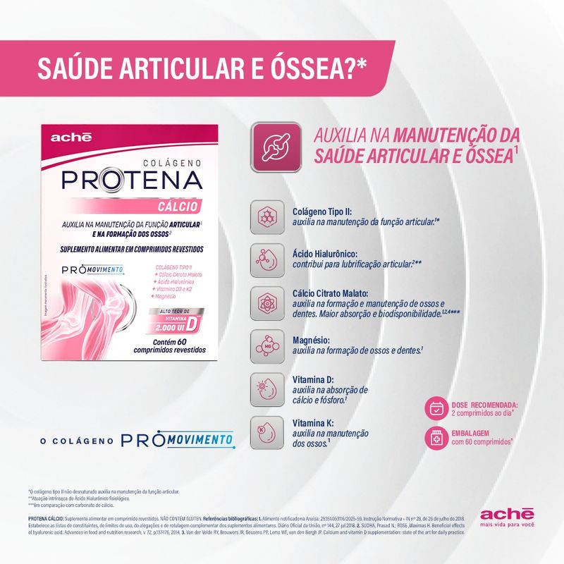 Suplemento Protena Cálcio Pro Movimento - 60 Comprimidos