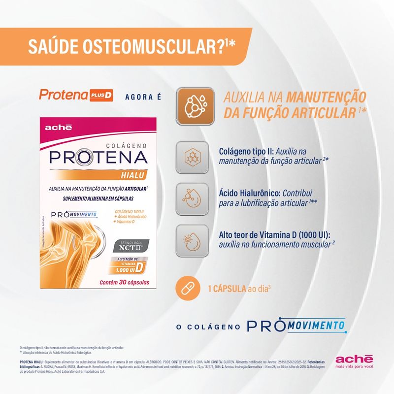 Suplemento Alimentar Protena Plus D 1000UI Colágeno Tipo II Cápsula 30 Unidades