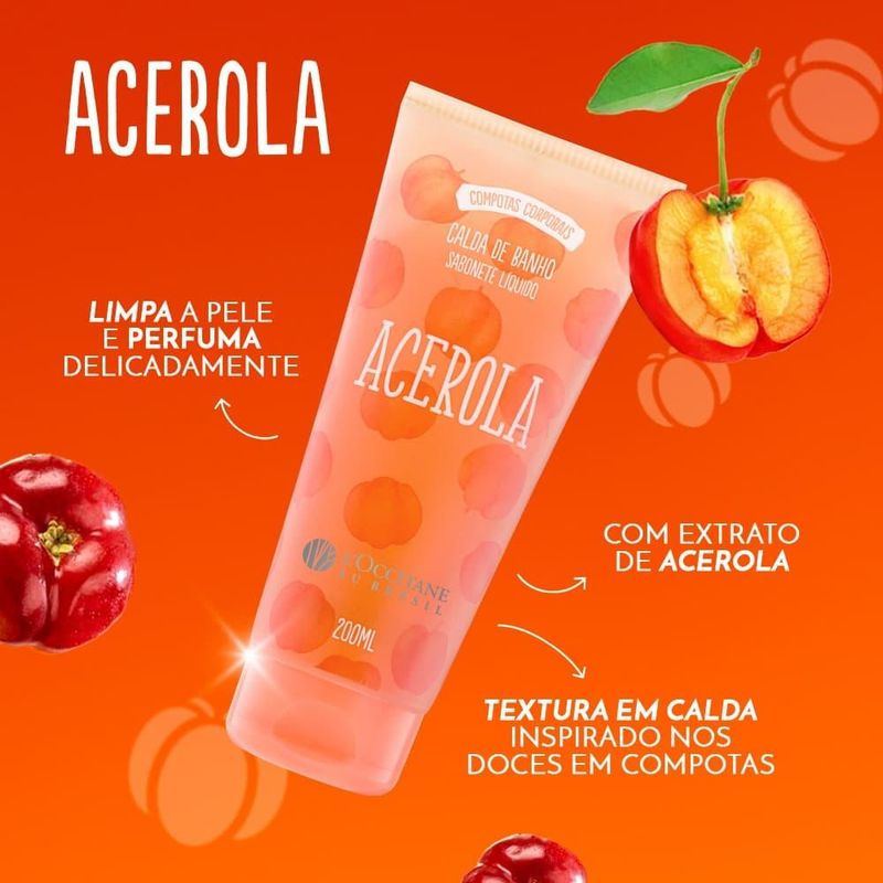 Calda de Banho Sabonete Líquido Acerola L'Occitane Au Brésil 200ml