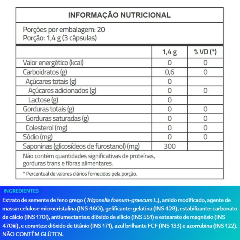 Feno Grego Catarinense Nutrição 60caps