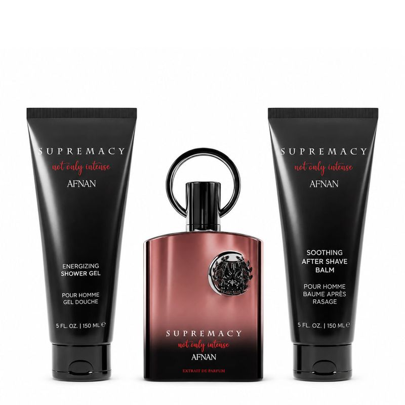 Kit Afnan Supremacy Not Only Intense Masculino - Extrait de Parfum 100ml + Pós-Barba 150ml + Gel de Banho 150ml