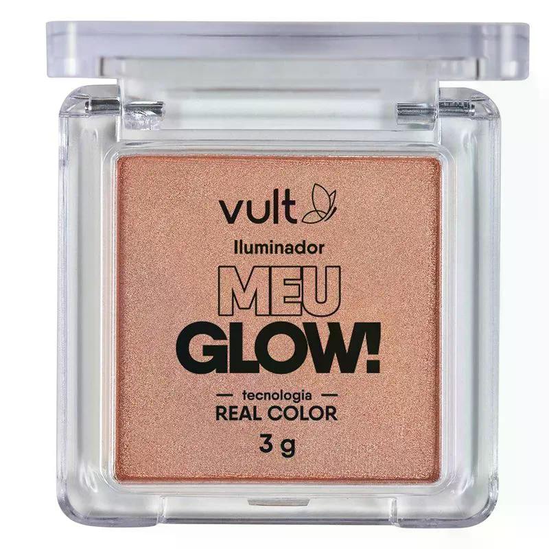 Iluminador Facial Em Pó Compacto Meu Glow Vult - Champagne