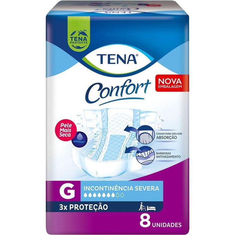 Fralda Descartável Adulto Tena Confort G Pacote 8 Unidades
