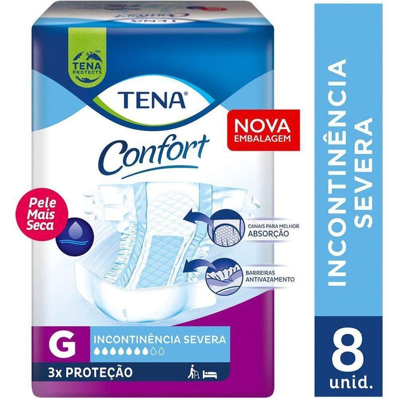 Fralda Descartável Adulto Tena Confort G Pacote 8 Unidades