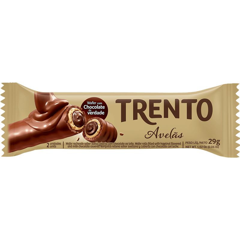 Wafer Avelã Trento Pacote 32g