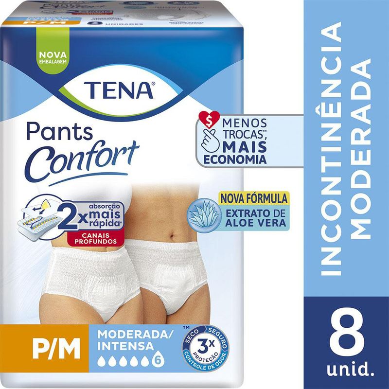 Roupa Íntima Descartável Unissex Pants Tena Confort P/M Pacote 8 Unidades