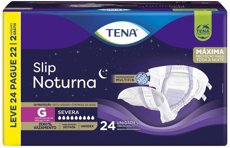 Fralda Geriátrica Tena Slip Noturno G - 24 Unidades