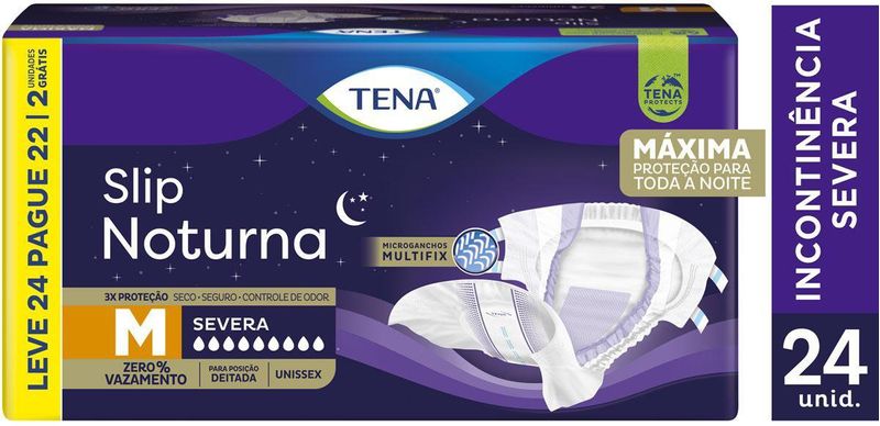 Fralda Geriátrica Tena Slip Noturno M - 24 Unidades