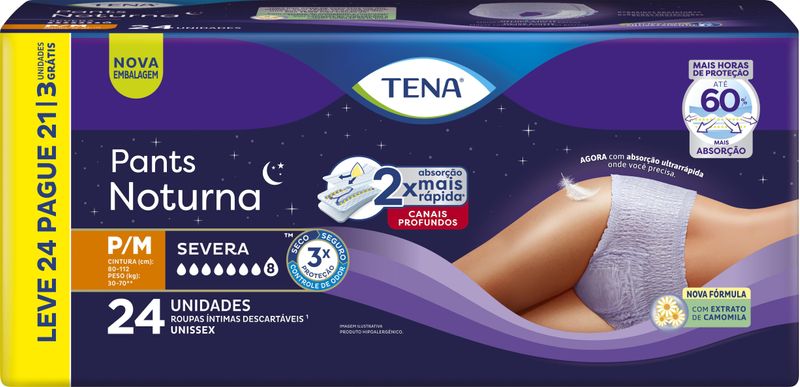 Roupa Íntima Pants Tena Noturna P/M - 24 Unidades