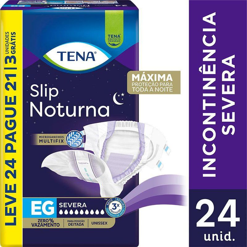 Fralda Geriátrica Tena Slip Noturna EG 24un - Conforto e Proteção Noturna