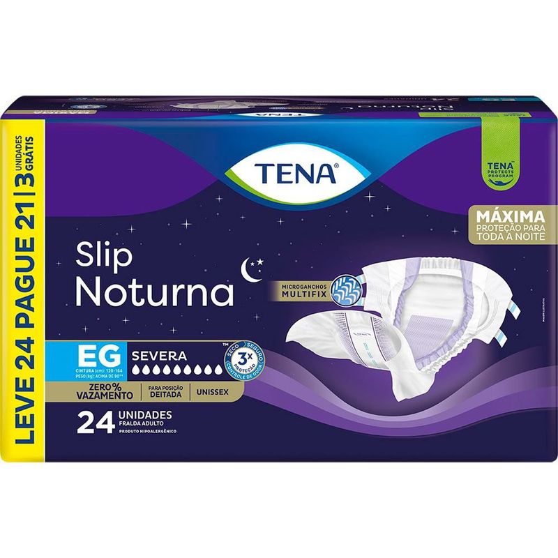 Fralda Geriátrica Tena Slip Noturna EG 24un - Conforto e Proteção Noturna