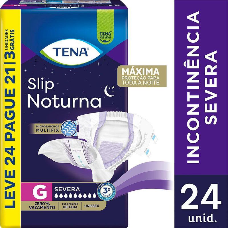 Fralda Descartável Adulto Tena Slip Noturna G - 24 Unidades