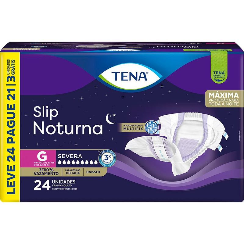 Fralda Descartável Adulto Tena Slip Noturna G - 24 Unidades