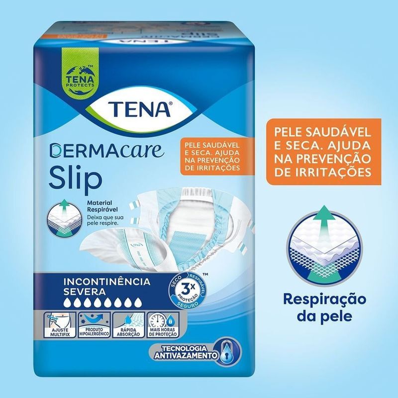 Fralda Adulto Tena Slip Dermacare M Leve 8 Pague 7 Unidades