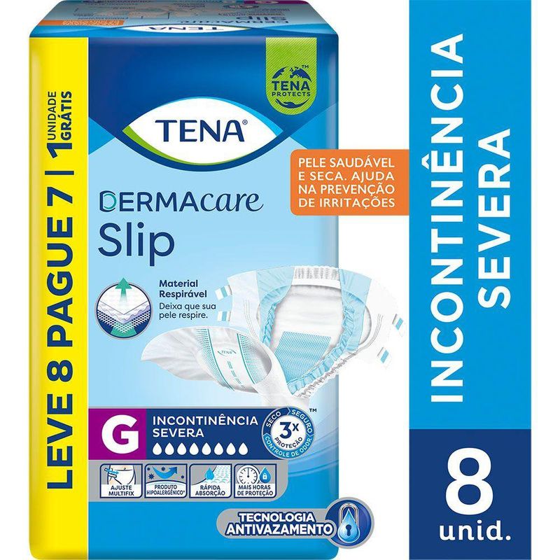 Fralda Adulto Tena Slip Dermacare G Leve 8 Pague 7 Unidades