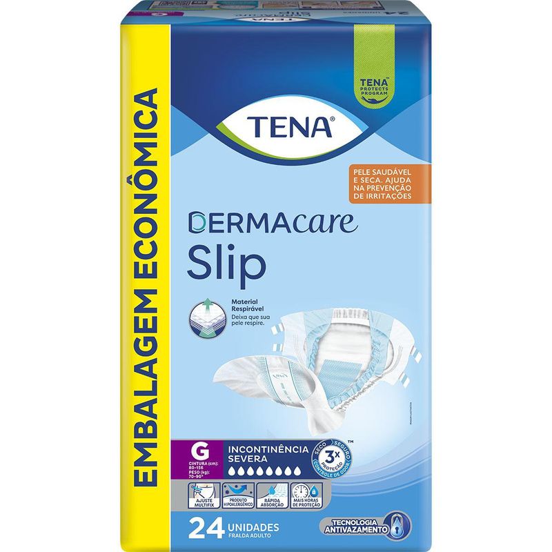 Fralda Geriátrica Tena Slip Dermacare G - 24 Unidades