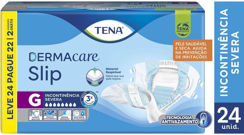 Fralda Geriátrica Tena Slip Dermacare G - 24 Unidades