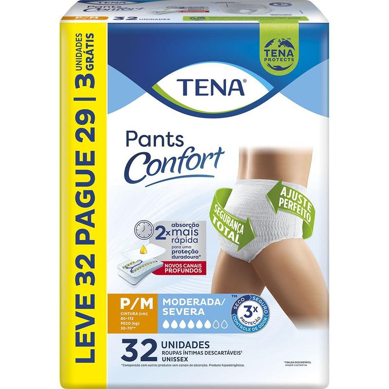 Roupa Íntima Tena Pants Confort P/M - 32 Unidades