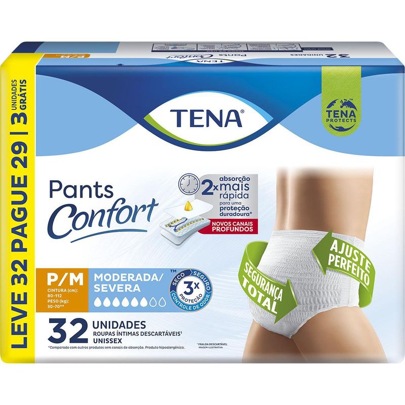 Roupa Íntima Tena Pants Confort P/M - 32 Unidades