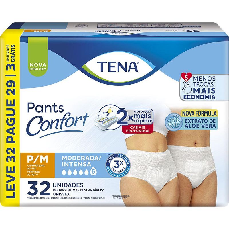 Roupa Íntima Tena Pants Confort P/M - 32 Unidades