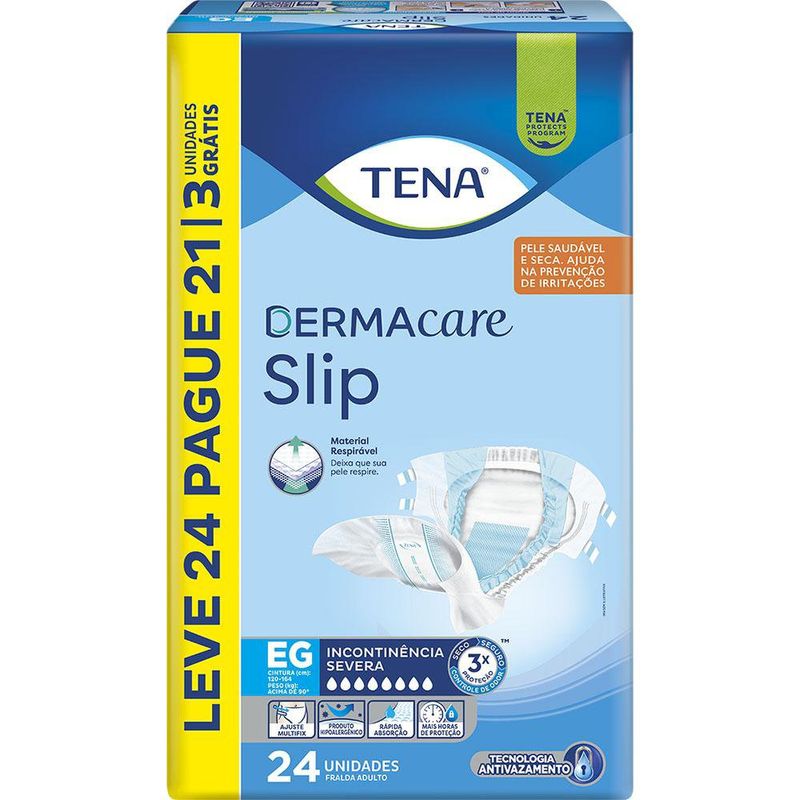 Fralda Geriátrica Tena Dermacare Slip EG Alta Absorção 24un Tena Conforto