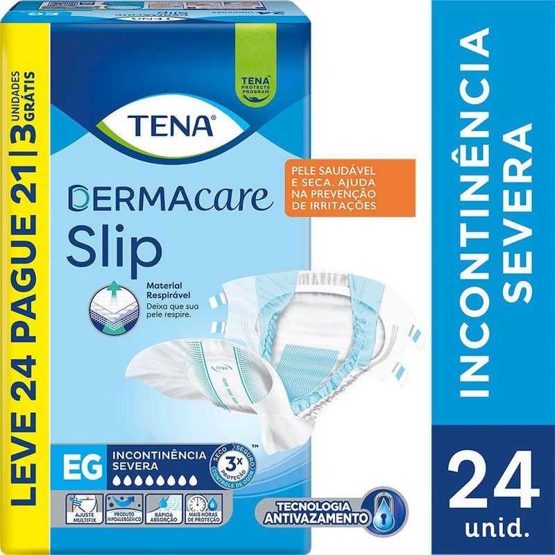 Fralda Geriátrica Tena Dermacare Slip EG Alta Absorção 24un Tena Conforto