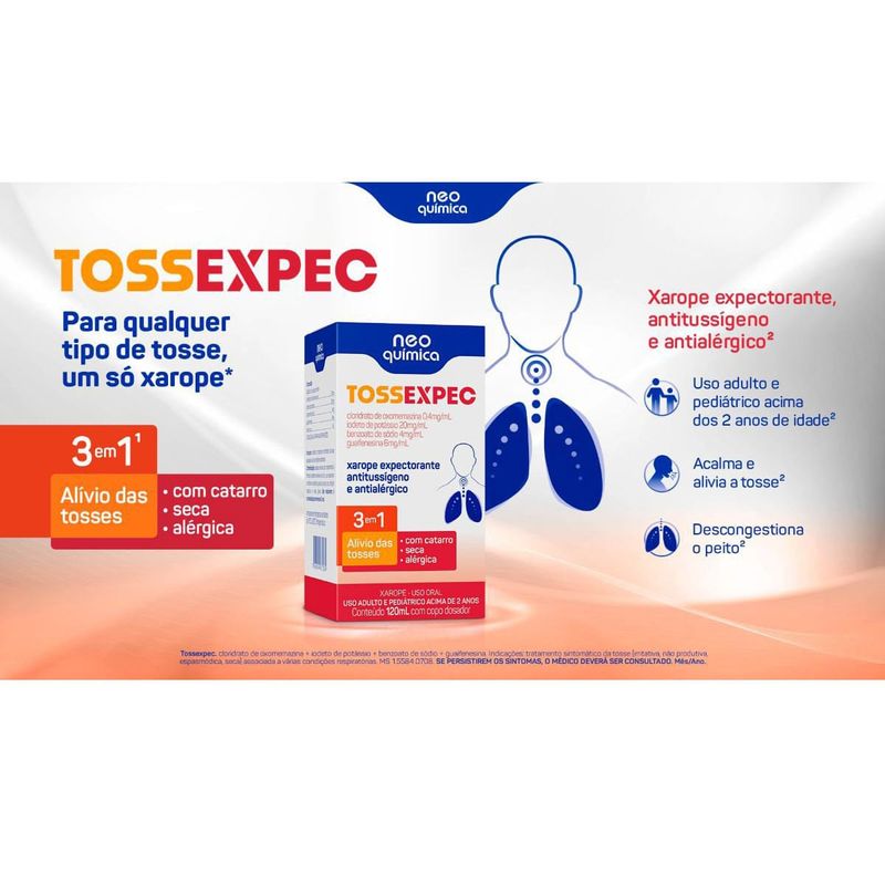 Tossexpec Xarope Expectorante Neo Química - 120ml