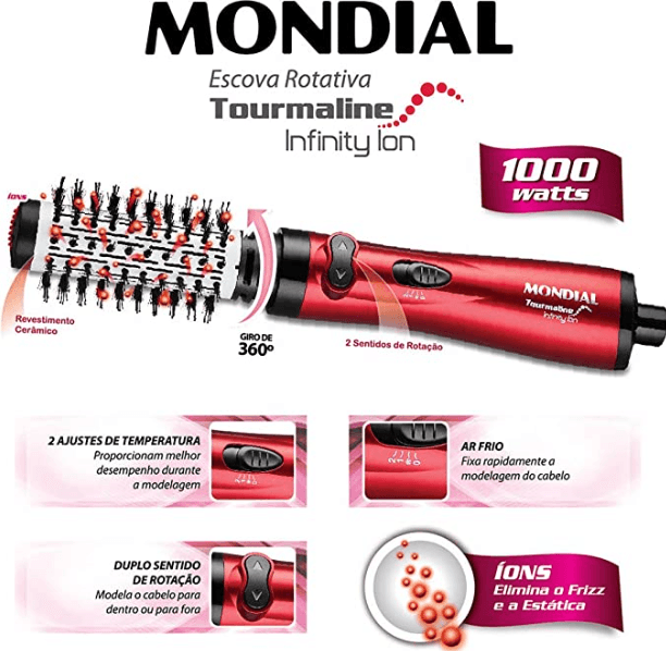 Mondial Silver Red Es07 - Escova Secadora 220v