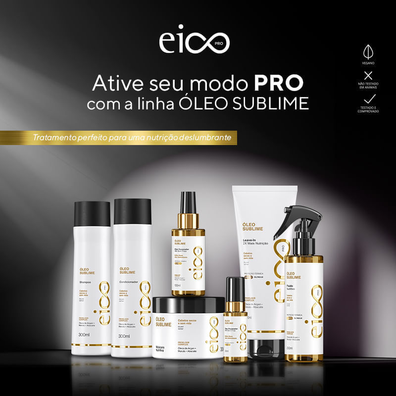 Kit Eico Pro Óleo Sublime - Shampoo 300ml + Máscara Tratamento 300ml + Óleo Reparador 100ml