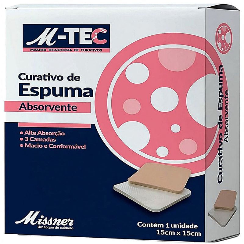 Curativo Espuma Absorvente M-Tec Missner 15x15cm - unidade