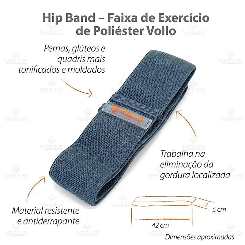 Faixa Elástica Hip Band de Poliéster Vollo Tam G