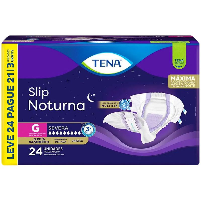 Fralda Geriátrica Tena Slip Noturna Tam G - 24 unidades