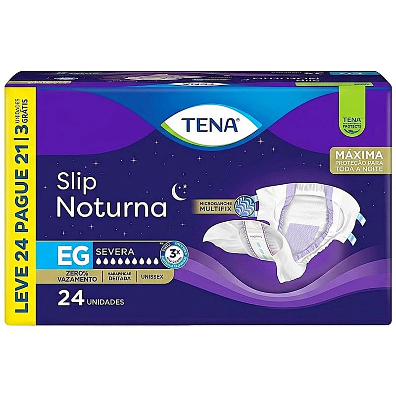 Fralda Geriátrica Tena Slip Noturna Tam EG - 24 unidades