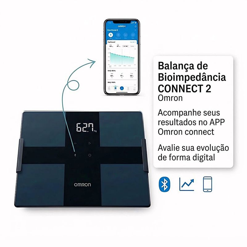 Balanca Digital de Bioimpedancia Omron CONNECT 2 HBF-270T1