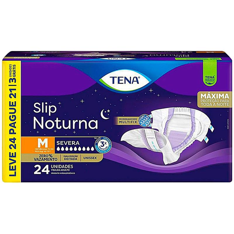 Fralda Geriátrica Tena Slip Noturna Tam M - 24 unidades
