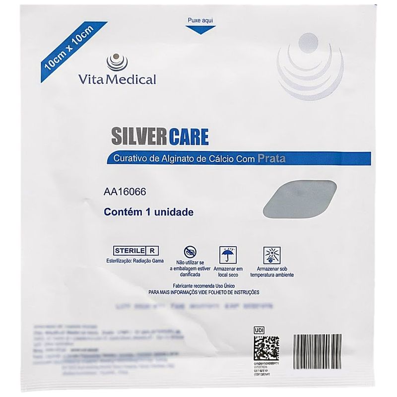 Curativo Silvercare Alginato Cálcio Prata 10x10cm - unidade