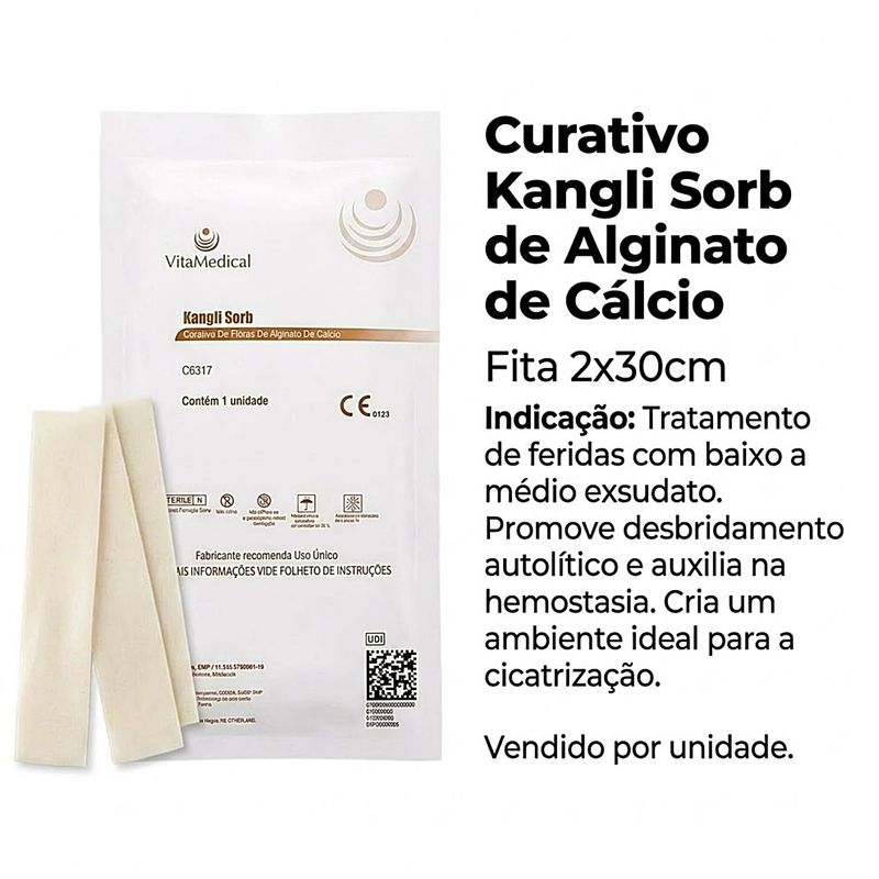 Curativo Kangli Sorb Alginato Cálcio Sódio 2x30cm - unidade
