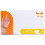 Luva de Vinil sem Pó Medix Profissional Tam M - 100 unidades